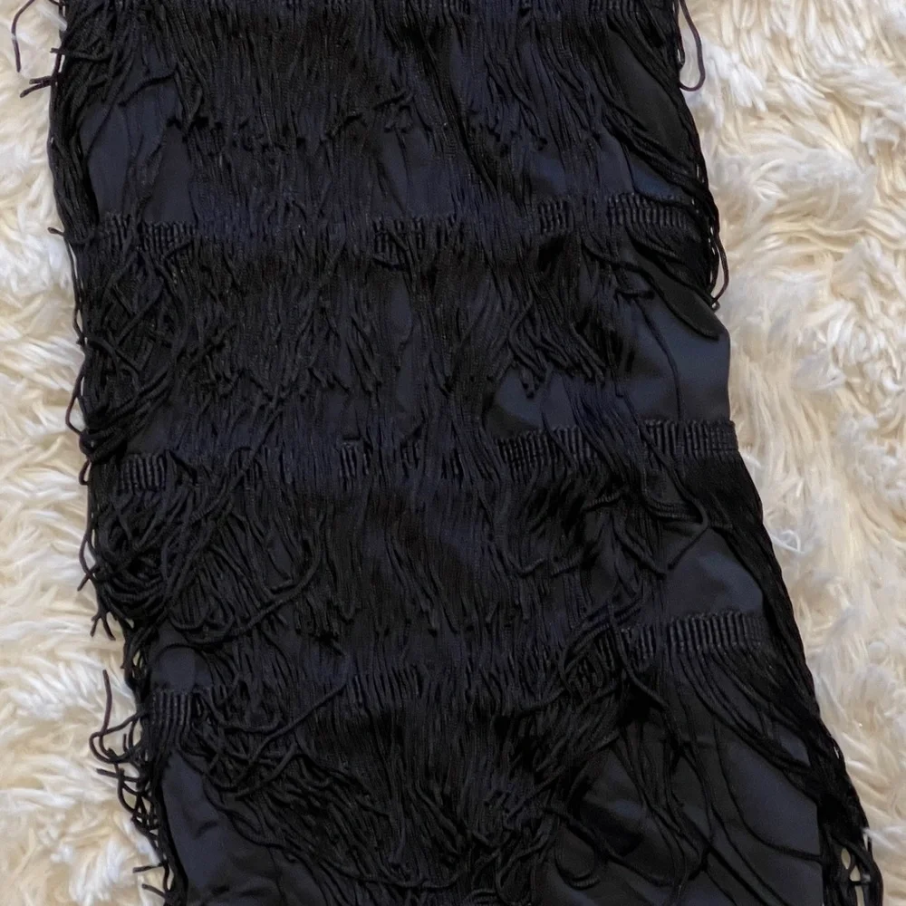 Black Layered Fringe Pants Wide Leg Tassel Streetwear Boho Festival Goth Small - Picture 3 of 8